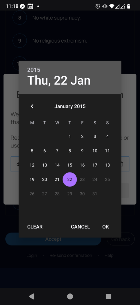 The calendar widget